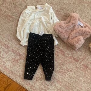 Elegant White Top and Black Polka Dot Leggings